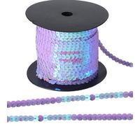 CABODYALS 91.44M Light Purple Sequin Trimming Sparkling Flat Paillette String Roll Metallic Glitter Strip Single Row Round Beaded Spangle Ribbon for Sewing Clothes Embellishment Headband Diy Crafts