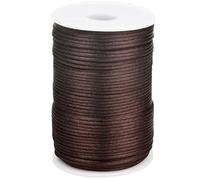 CABODYALS 91.4M 2mm Dark Brown Satin Cord Smooth Soft Rattail String Silk Polyester Trim Soild Kumihimo Thread Bulk Rolls with Spool for Sewing Making Jewellery Bracelets Macrame Beading Diy Craft