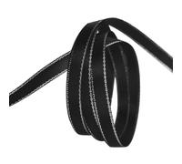 CABODYALS 91.4M 9.5mm Silver Black Ribbon Double Edge Metallic Border Ribbon Polyester Grosgrain Wired Ribbons Bulk with Spool for Sewing Making Crafts Bouquet Christmas Party Decor Diy Supply