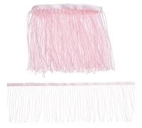 CABODYALS 91CM 10CM Pink Glass Beaded Fringe Trim Bling Tubular Beads Tassel Lace Ribbon Shiny Polyester Fabric Ribbons for Sewing Making Party Dance Clothing Dress Accessories Diy Craft Supply