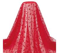 CABODYALS 91CM 140CM Heart Red Tulle Mesh Fabric Flocking Love Hearts Lightweight Wide Nylon Netting Lace Fabrics for Sewing Making Bridal Veils Wedding Party skirts Decor Diy Craft Supply