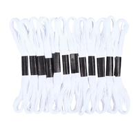 CABODYALS 96M 12 Skeins White Embroidery Threads Cross Stitch Polyester Floss Friendship Yarn 6 Ply Soft Embroidered String for Sewing Making Bracelets Clothes Stitching Decoration Diy Art Crafts