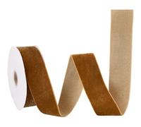 CABODYALS 9M 40mm Light Khaki Sparkle Velvet Ribbon Vintage Single Faced Fabric Trim Soft Crushed Wide Velvet Ribbons With Spool for Making Bows Clothes Home Decor Gift Wrapping Bouquet Diy Craft