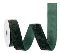 CABODYALS 9M 40mm Sparkle Dark Green Velvet Ribbon Vintage Single Faced Fabric Trim Soft Wide Crushed Velvet Ribbons With Spool for Making Bow Clothes Home Decoration Gifts Wrapping Bouquet Diy Craft