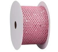 CABODYALS 9M 63mm Light Pink Glitter Mesh Ribbon Sparkle Sequin Sheer Web Trim Wide Tulle Stripe Netting Fabric Polyester Ribbons for Sewing Making Crafts Wreaths Topper Bow Bags Decor Gift Wrapping