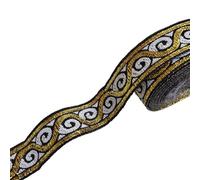 CABODYALS About 23 Yards 19mm Black Gold Jacquard Polyester Ribbons Embroidered Ribbon Trim Vintage Golden Embroidery Woven Tape Ribbon for Sewing Making Wrapping Wedding Christmas Decor Supply