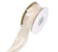 CABODYALS About 4.5M Champagne Pearl Transparent Ribbon White Bridal Sheer Pearls Beaded Fishtail Chiffon Organza Trim Ribbons for Gift Wrapping Wedding Invitations Bouquets Christmas Decor Supply