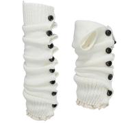 CABODYALS Beige Button Knit Lace Long Heap Pile Kawaii Flared Socks Cover Sleeves Goth Knitted Winter Fuzzy Harajuku Ruffle Ankle Leg Warmers for Women s Party Sport Accessories
