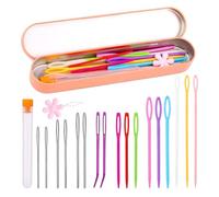 CABODYALS Big Eye Beading Embroidery Needles Large Eye Needles Sharp Aluminum Knitting Needle Set Plastic Bead Darning Needles Threader Sets for Sewing Making Sweater Knitting Diy Yarn Craft