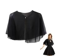 CABODYALS Black Chiffon Capelets Shawl Capes Shrug Sheer Shawls and Wraps Elegant Soft Silky Cape Bole Mesh Scarf Flapper Polyester Cover Up for Women Evening Dresses Bridal Wedding Party Accessories