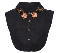 CABODYALS Black Detachable Collar Polyester Embroidery Mushroom Pattern Dickey Blouse False Half Shirt Button Up Faux Decorative Collars Adjustable Strap for Women Clothes Dresses Sweaters Accessories