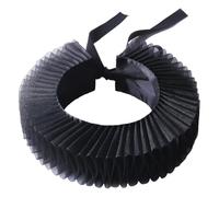 CABODYALS Black Detachable Ruffled False Collar Vintage Renaissance Elizabethan Medieval Ruff Pleated lace Up Design Decorative Clown Neck Faux Collars for Women Party Costume Accessories Cosplay