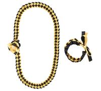 CABODYALS Black Gold Graduation Lei Decorations of 2025 Grad Honor Cord Double Braid Necklace Choker Ribbon Flower Garland Congrats Graduates Bracelets Set for Graduation Man Woman School Party Gifts