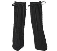 CABODYALS Black Knit Leg Warmers Long Knitted Kawaii Boot Socks Cute Summer Winter Harajuku Lolita Crochet Decorative Leg Sleeve Baggy Cuffs Ankle with Adjustable String for Women Accessories