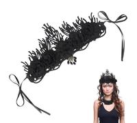 CABODYALS Black Rose Flower Crown Gothic Floral Headpiece Queen Elf Fairy Tiara Lace Up Design Vintage Renaissance Renfaire Headband for Women Halloween Cosplay Wedding Party Accessories Photo Prop