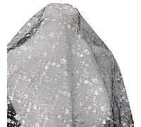 CABODYALS Black Sequin Fabric By the Metre Sparkle Metallic Glitter Mesh Netting Fabric Silver Sequins Beaded Net Lace Cloth for Sewing Making Crafts Dresses Clothes Costumes Home Decor Gowns Supply