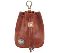 CABODYALS Brown Leather Drawstring Coin Pouch Small Cowhide Storage Bag Vintage Purses Wallets Mini Draw String Bags with Clasps for Women Men Money Pouches Keychain Earphone Jewellery Card