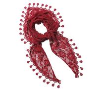 CABODYALS Dark Red Lace Scarf Head Wrap Vintage Triangle Hairband Rose Pattern Soft Sheer Fabric Burgundy Floral Edging Trimming Cloth Headbands for Women Hair Accessories Party Birthday Wedding Decor