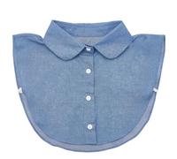 CABODYALS Denim Blue Faux Collar Round Edge Cotton Detachable False Dickey Blouse Top Decorative Mock Collars Half Shirt Button Up Adjustable Strap for Women Clothes Dresses Sweaters Accessories