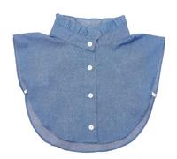 CABODYALS Faux Collar Denim Blue Ruffle Edge Detachable False Dickey Blouse Top Decorative Cotton Mock Collars Half Shirt Button Up Adjustable Strap for Women Clothes Dresses Sweaters Accessories