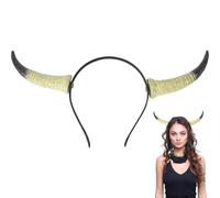 CABODYALS Gold Black Horn Headpiece Gothic Devil Hairband Renaissance Leather Demon Ox Horns Headdress Costmue Accessories Halloween Witch Headband for Women Men Party Fancy Dress Photo Shoot Cosplay