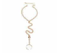 CABODYALS Gold Snake Ring Bracelet Vintage Hand Tassel Finger Link Wrist Goth Rock Punk Serpent Summer Alloy Animal Hand Chains Golden Bracelets for Women Parties Beach Jewellery Accessories Decor