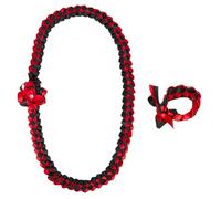 CABODYALS Red Black Graduation Leis Necklace of 2025 Grad Honor Ribbon Double Braid Choker Flower Garland Congrats Graduates Lei Woven Bracelets Set for Graduation Man Woman Party Accessories Diy