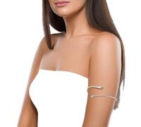 CABODYALS Silver Cuff Bracelet Upper Arm Cuff Bangle Bracelets Summer Vintage Elegance Armlets Shining Adjustable Punk Open Coil Metal Arm Jewelry Armband for Women Lady Party Beaches Club Dress