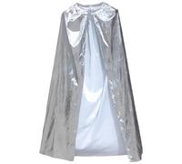 CABODYALS Silver Halloween Costume Cape Adult Shiny Costumes King Royal Queen Capes Poncho Soild Metallic Cosplay Polyester Cloak Robe for Women Man Party Christmas Celebrations Performances Accessory