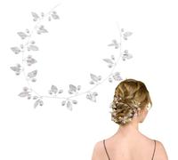 CABODYALS Silver Leaf Hair Piece Vine Pearl Bead Bridal Floral Headpiece Greek Goddess Tiara Delicate Wreath Alloy Leaves Headhands for Women Ladies Bride Bridesmaid Wedding Jewellery Costume Decor