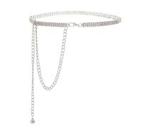CABODYALS Silver Rhinestone Waist Chain Belt Fashion Sexy Metal Sparkly Diamond Glitter Crystal Bling Belly Chain Link Belts for Women Jewellery Accessories Dresses Wedding Bridal Jeans Birthday Club