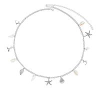 CABODYALS Silver Sea Shell Body Chain Alloy Boho Summer Ocean Fish Starfish Hawaii Bohemian Beach Bikini Charm Tassel Natural Seashell Adjustable Waist Chains for Women Body Jewellery Holiday Decor