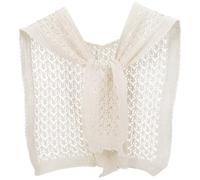 CABODYALS White Knit Shawl Wrap Crochet Sweater Shawls Hollow Knitted Casual Poncho Cape Scarf Blouse Shoulders Tied Detachable Knotted False Collar for Women Outfit Party Dresses Accessories