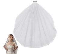 CABODYALS White Wedding Veil with Hair Comb Detachable Headpiece Headwear Long Waist Length Tulle 1 Tier Floral Lace Edge Elegant Veils for Women Bride Gifts Bridal Engagement Bachelorette Party