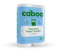 Caboo Tree Free Paper Towels, 2 Rolls, Tree Free, Plastic Free, Earth Friendly, Sustainable Kitchen Paper Towels with Strong 2 Ply Sheets