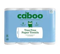 Caboo Tree Free Paper Towels, 8 Rolls, Earth Friendly Sustainable Kitchen Paper Towels with Strong 2 Ply