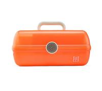 Caboodles On-The-Go Girl Makeup Box, Orange Shimmer, Show Girl Collection, Hard Plastic Makeup Organizer Box, Built-In Mirror, Secure Latch for Safe Travel, Spacious Storage for Large Items