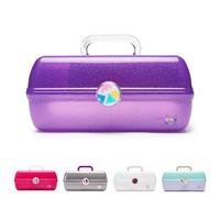 Caboodles On-The-Go Girl Makeup Box, Purple Sparkle, Hard Plastic Makeup Organizer Box, Built-in Mirror, Secure Latch for Safe Travel, Spacious Storage for Large Items