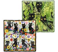 Cabreche 2 PCS Scarf Silk Feeling Square Satin Head Hair Wrap 27.5 Inches Trendy Aesthetic Cute Decoration for Women Girls, As2-black Cat, 27.5 x 27.5 inches