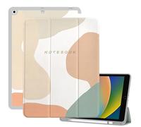 Cabreche Compatible with iPad 10.2 inch Case 9th /8th /7th Generation (2021/2020/2019) Pencil Holder Stickers Auto Sleep/Wake Cover Girls Women Cute Preppy Notebook Composition Book-Color Block