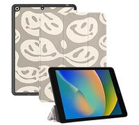 Cabreche Compatible with iPad 10.2 inch Case,9th /8th /7th Generation Case (2021/2020/2019) Hard Back Trifold,Auto Sleep/Wake Cover,for Women Cute Abstract Aesthetic Preppy Face-Brown