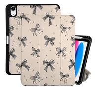 Cabreche Compatible with iPad (A16) 11th Generation 11 Inch 2025,10th Generation Case 2022 10.9 Inch Case Pencil Holder Soft Back Auto Sleep/Wake Cover Cute Aesthetic Bow Women Girls-Black