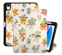 Cabreche Compatible with iPad (A16) 11th Generation 11 Inch 2025,10th Generation Case 2022 10.9 Inch Case Pencil Holder Soft Back Auto Sleep/Wake Cover Cute Aesthetic Bow Women Girls-Orange Flower