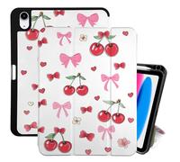 Cabreche Compatible with iPad (A16) 11th Generation 11 Inch 2025,10th Generation Case 2022 10.9 Inch Case Pencil Holder Soft Back Auto Sleep/Wake Cover Cute Aesthetic Bow Women Girls-Cherry