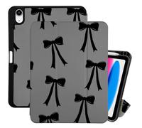 Cabreche Compatible with iPad (A16) 11th Generation 11 Inch 2025,10th Generation Case 2022 10.9 Inch Case Pencil Holder Soft Back Auto Sleep/Wake Cover Cute Aesthetic Bow Women Girls-Black