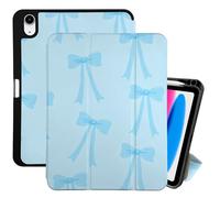 Cabreche Compatible with iPad (A16) 11th Generation 11 Inch 2025,10th Generation Case 2022 10.9 Inch Case Pencil Holder Soft Back Auto Sleep/Wake Cover Cute Aesthetic Bow Women Girls-Blue