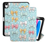 Cabreche Compatible with iPad (A16) 11th Generation 11 Inch 2025,10th Generation Case 2022 10.9 Inch Case Pencil Holder Soft Back Auto Sleep/Wake Cover Cute Aesthetic Bow Women Girls-Blue Dot