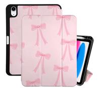 Cabreche Compatible with iPad (A16) 11th Generation 11 Inch 2025,10th Generation Case 2022 10.9 Inch Case Pencil Holder Soft Back Auto Sleep/Wake Cover Cute Aesthetic Bow Women Girls-Pink