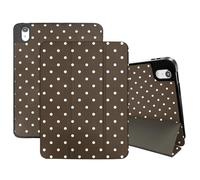 Cabreche Compatible with iPad (A16) 11th Generation 11 Inch 2025,10th Generation Case 2022 Compatible with iPad 10.9 Inch Case Pencil Holder Auto Sleep/Wake Striped Polka Dot Cute Women Girls-Brown