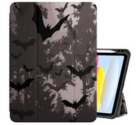 Cabreche Compatible with iPad (A16) 11th Generation 11 Inch 2025,10th Generation Case 2022,iPad 10.9 Inch Case Pencil Holder Soft Back Auto Sleep/Wake Cover Women Girls Cute-Black Bat